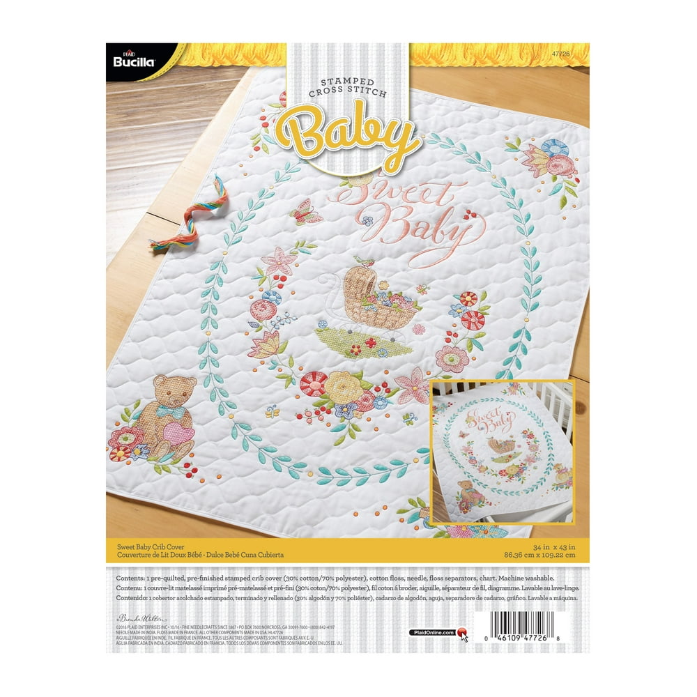 Bucilla Stamped Cross Stitch Sweet Baby Crib Cover, 1 Each Walmart