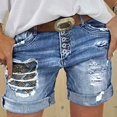 thumbnail image 4 of Women's Summer Solid Color Old Cut Patch Jeans Loose Versatile Embroidered Shorts Women, 4 of 4