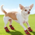 thumbnail image 6 of Unique Bargains Pack of 4 Waterproof Dog Shoes with Adjustable Straps Red L, 6 of 6