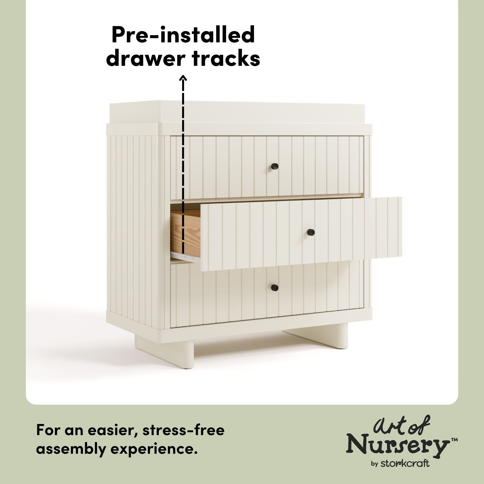 Art of Nursery by Storkcraft Kyoto 3 Drawer Dresser with Infant Changing Topper, Frosted Oat
