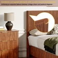 thumbnail image 5 of Luckynote Queen Size Bed Frame with LED Lights, Modern Wooden Corrugated Curved Lines, Convex Groove Board Design, Walnut., 5 of 8