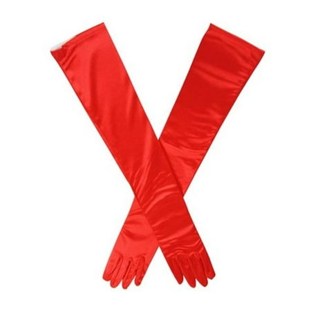 Kayso 30104RD Elbow Length Red Satin Gloves