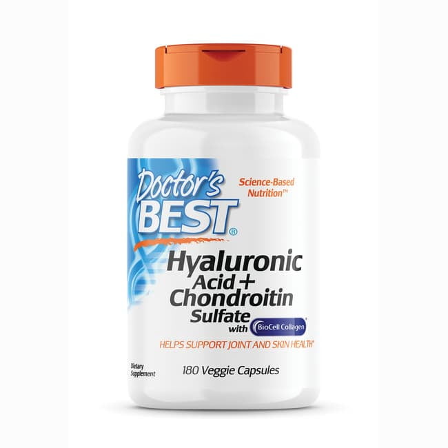Doctor's Best Hyaluronic Acid with Chondroitin Sulfate, Non-GMO, Gluten Free, Soy Free, Joint Support, 180 Caps
