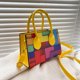 thumbnail image 2 of Bolso Bolso de hombro geométrico colorido para mujer Bolso de cuero Tote Satchel (Amarillo), 2 of 5