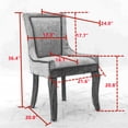 thumbnail image 2 of Dining Chair Set of 2, Thickened Fabric Dining Room Chairs with Solid Wood Legs, Bronze Nail Head, Black, 2 of 8