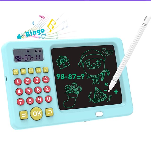YOPTOP Math Games for Kids Age 5 6 7 8, LCD Writing Tablet Educational Math Learning Games for Kids, Birthday Gifts for Boys Girls,Blue