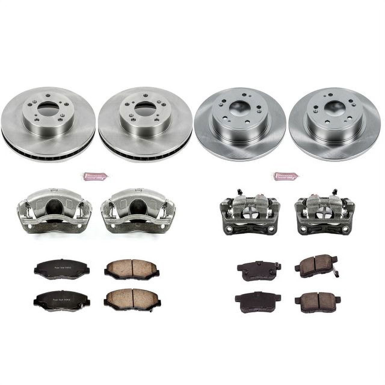 PowerStop Front and Rear Stock Replacement Brake Pad and Rotor Kit with Calipers Fits: HONDA Select Models KCOE5934