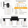 thumbnail image 2 of Bathroom Vanity Lights 4 Lights Black Wall Mounted Mirror Wall Lights with Glass Cover Bathroom Farmhouse Bedroom Dressing Lights, 2 of 9
