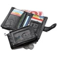 thumbnail image 3 of Monedero con cremallera para hombre de cuero PU grande negro Portatarjetas de identificación jinwen Mens billetera, 3 of 8