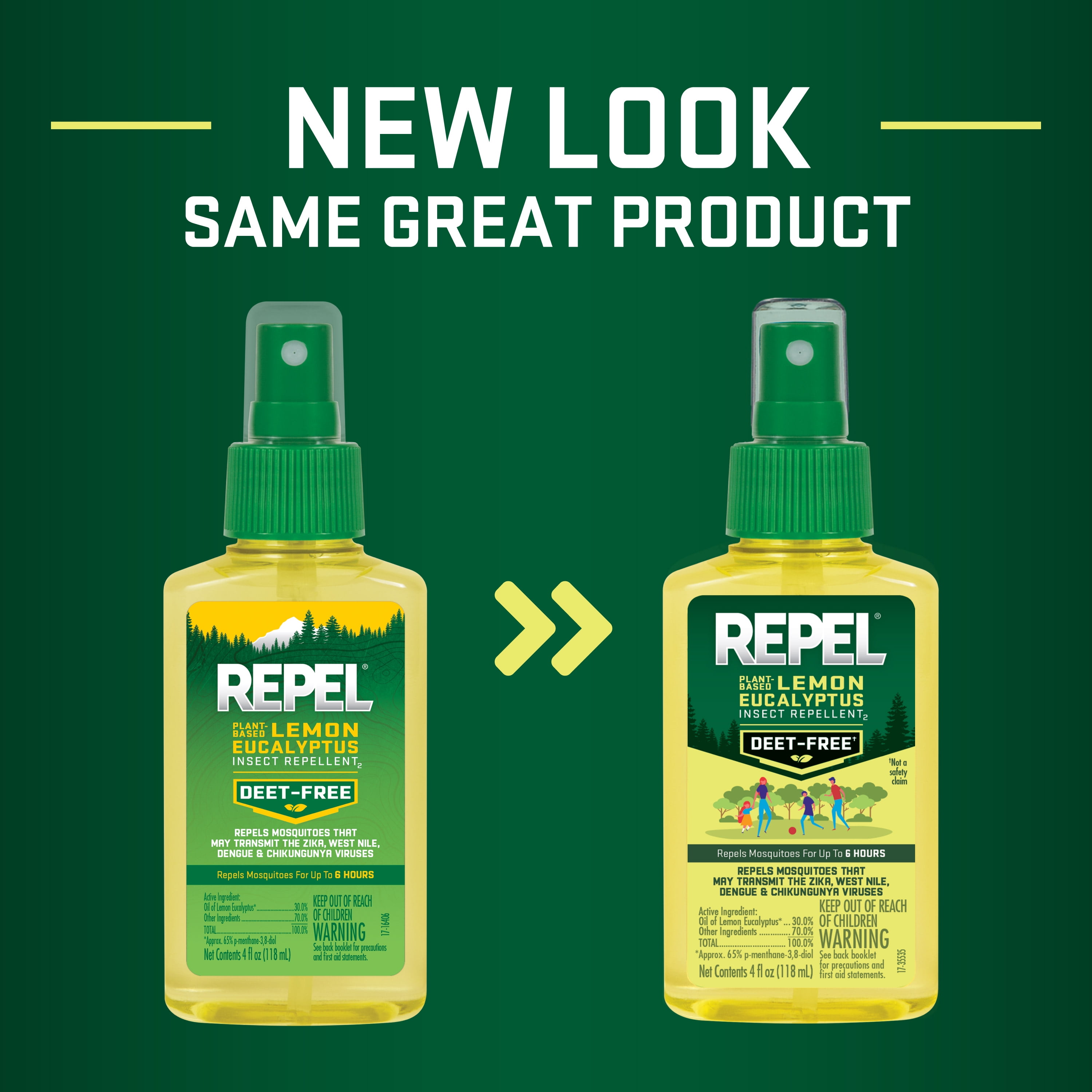 Repel Plant-Based Lemon Eucalyptus Insect and Mosquito Repellent, DEET-Free Bug Spray, 4 Oz