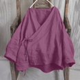 thumbnail image 2 of Outfmvch Button Down Shirts for Women Womens Summer Linen Shirts Basic Solid Tunic Tops Tunic Tops for Women Loose Fit Dressy Linen Tops for Women Purple S, 2 of 6