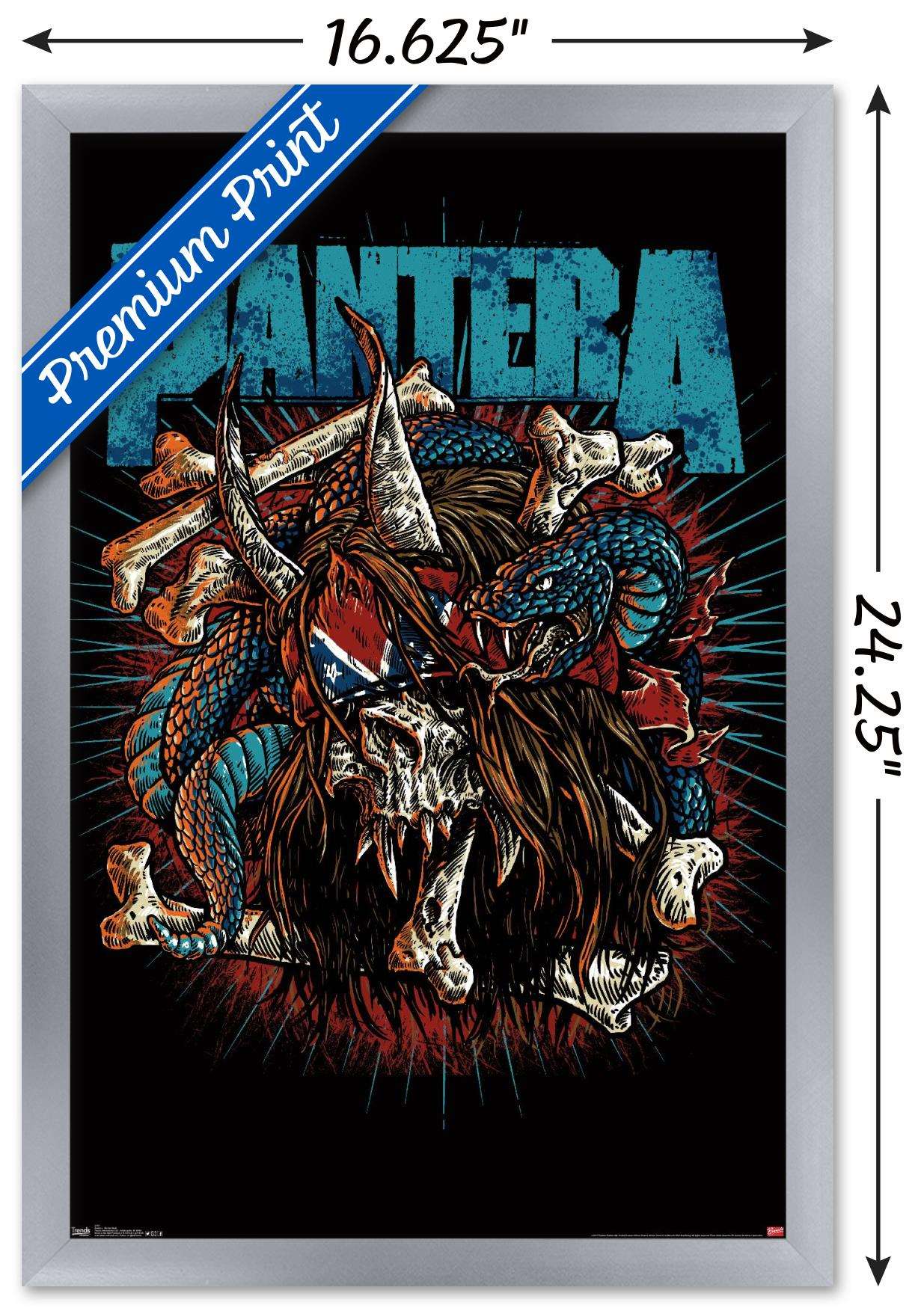 Trends International Pantera - Rocker Skull Wall Poster 14.725" x 22.375" Silver Framed Version