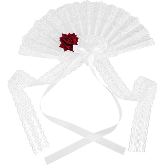 SOPOTUTU Elegant Vintage Lace Fan White for Decor Foldable Props for Performances