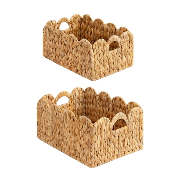Cesta de mimbre StorageWorks con borde festoneado, juego de 2