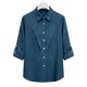 thumbnail image 5 of Camisas de Manga Larga para las Mujeres Botón de Solapa de Ajuste Suelto Delantero Blusa de Túnica de Imitación de Lino, Camisas de Manga Larga para las Mujeres Bajo Scrubs, 5 of 8