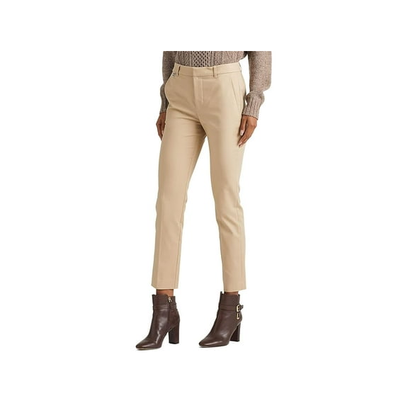 LAUREN Ralph Lauren Petite Stretch-Cotton Blend Pants Birch Tan Size 10 P
