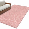 thumbnail image 2 of 3'x5' Area Rugs, Easter Egg Indoor Outdoor Area Rug for Living Room Bedroom, Pink Flowers Leaves Line Hand-draw Washable Bathroom Rugs Kitchen Floor Carpet Mats Home Decor Aesthetic, 2 of 8