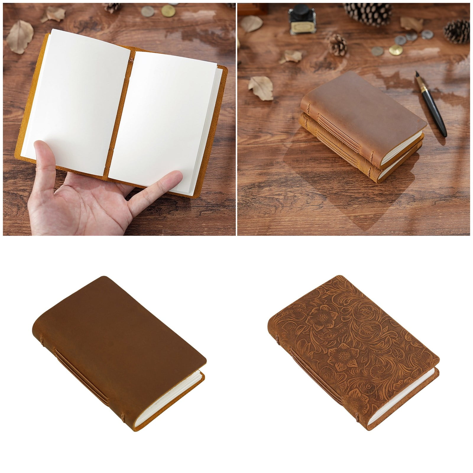 Portable Leather Notebook with 240 Pages Multipurpose Paper Retro Journal for Men Women Sketching Writing