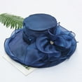 thumbnail image 2 of Prolriy Kentucky Derby Hats for Women Church Fascinator Wedding Tea Hats for Women Flower Wide Brim Sunshine Hat Fascinators Hats for Women Navy, 2 of 6