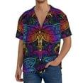thumbnail image 3 of KLL Indian Mandalas Dragonfly Print Men's Shirt Short Sleeve Button Down Summer Cuba Beach Shirts- 3X-Large, 3 of 7