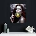 thumbnail image 4 of Nawypu Red Lips Bite Bitcoin Money Canvas Wall Art, Bitcoin with Women Sexy Red Lip Picture for Room Wall Decor, Colorful Beauty and Money Coin Canvas Print for Home Living Room Bedroom Decor, 4 of 4