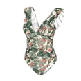 thumbnail image 4 of Yiaed Palm Trees and Tropical Print Women's Ruffled One Piece Swimsuit V Neck Swimwear Slimming Monokini for Woman-Large, 4 of 8