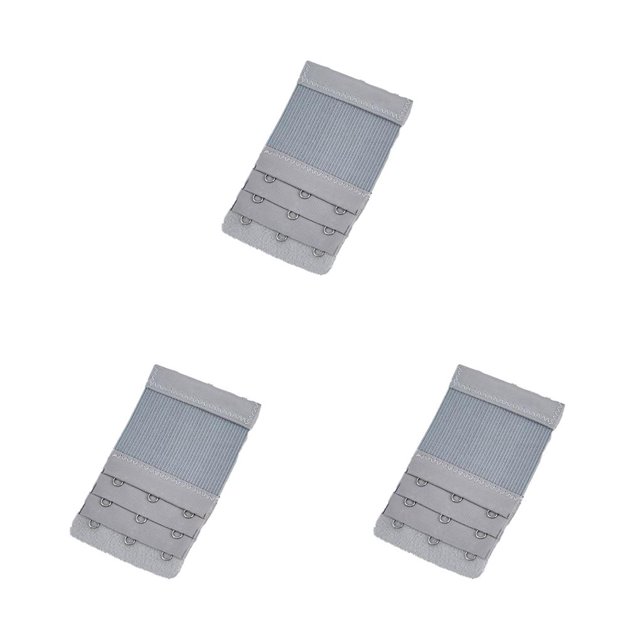 Baohd Extension Strap Bra Extender Buckle 3 Rows 3 Hooks Women Multicolor Lengthened Band Lingerie Replacement Intimates silver gray 3Set