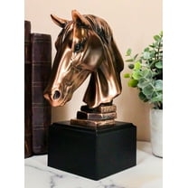 Western Wildlife Handsome Horse Stallion Head Bust Figurine With Trophy Base