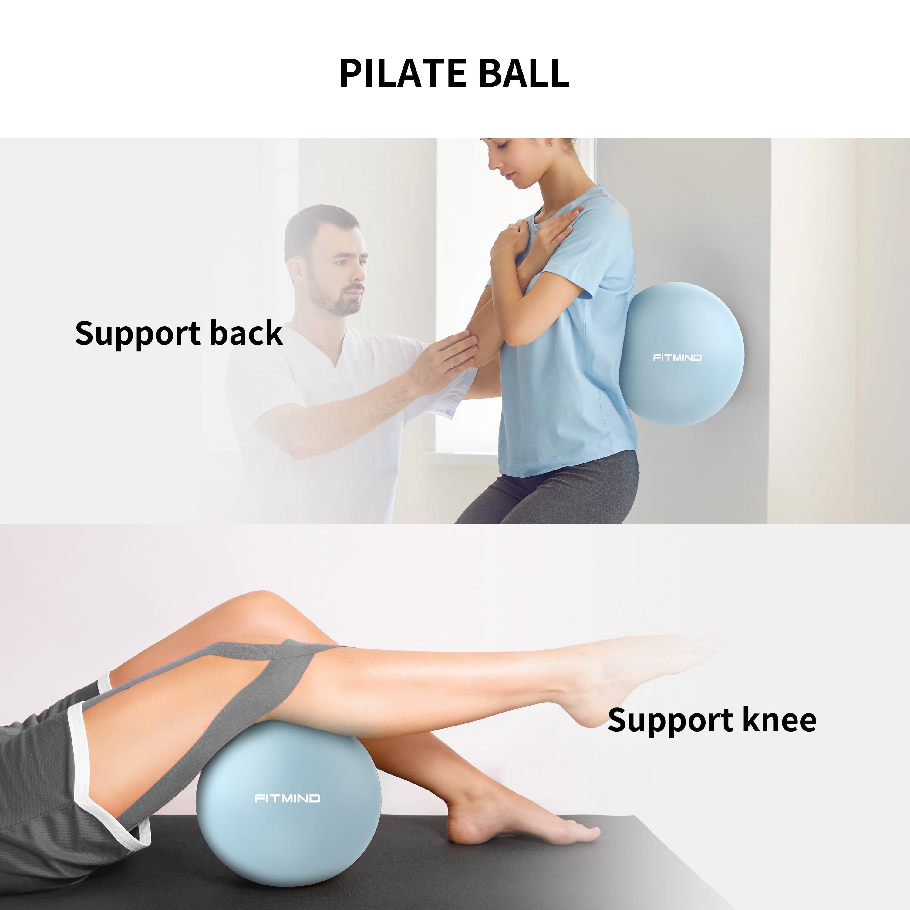 FITMIND Exercise Balls Set 22"& 10" for Yoga and Pilates, Anti-Burst, Parent-Baby Hours, Hand Pump, Blue