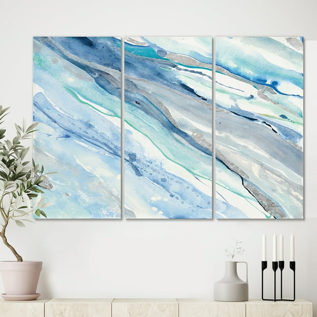 Designart - Blue Silver Spring II - Modern Lake House Gallery-wrapped Canvas