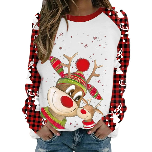Noël Femmes Sweat-Shirt Long Sleeve Fermeture Cardigan Imprimé Mode Pullover Vacances Noël Outwear Mi Longueur Veste Col Rond Chaud Pull