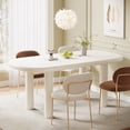 thumbnail image 4 of Tribesigns Oval Dining Table for 6 People, 63-Inch Modern Cream White Kitchen Table, Wood Dinner Table with Cylindrical Legs for Kitchen Dining Room, 4 of 16