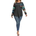 thumbnail image 5 of ZXSXSY Women Plus Size Round Neck Long Sleeves Colorblock Tunic Shirt, 5 of 5