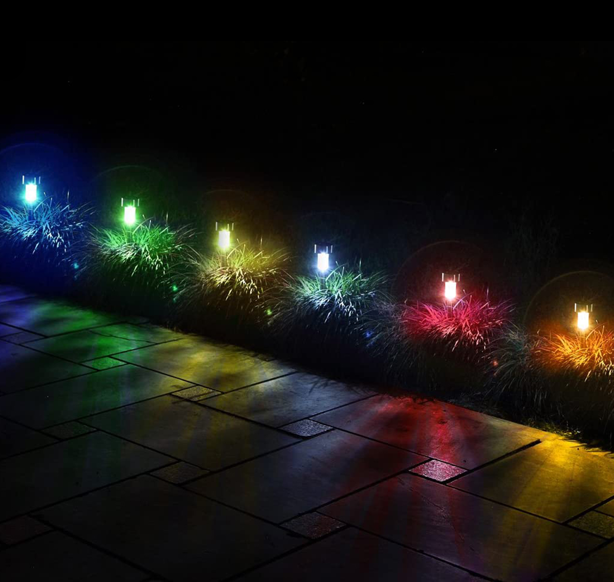 GIGALUMI Solar Lights, Outdoor LED Path Light Stainless Steel-12 Pack (Multi-Color) - image 2 of 6