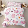 thumbnail image 2 of Manfei Cute Axolotl Twin Quilt Set,Sea Life Seamless Twin Coverlet Set For Girls,Pink White,2-Piece, 2 of 7