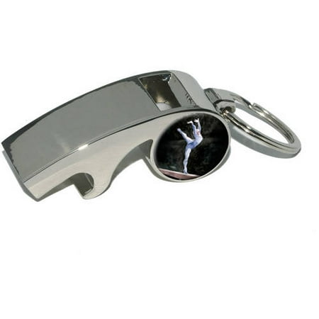 Gymnast Blue, Gymnastic Vault Pommel Horse, Plated Metal Whistle Bottle Opener Keychain Key