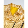 thumbnail image 4 of Doomiva Kids Girls Metallic Motorcycle PU Jacket Sparkly Zip Up Moto Biker Coat Outwear Boys Dancewear Streetwear Gold 8, 4 of 7