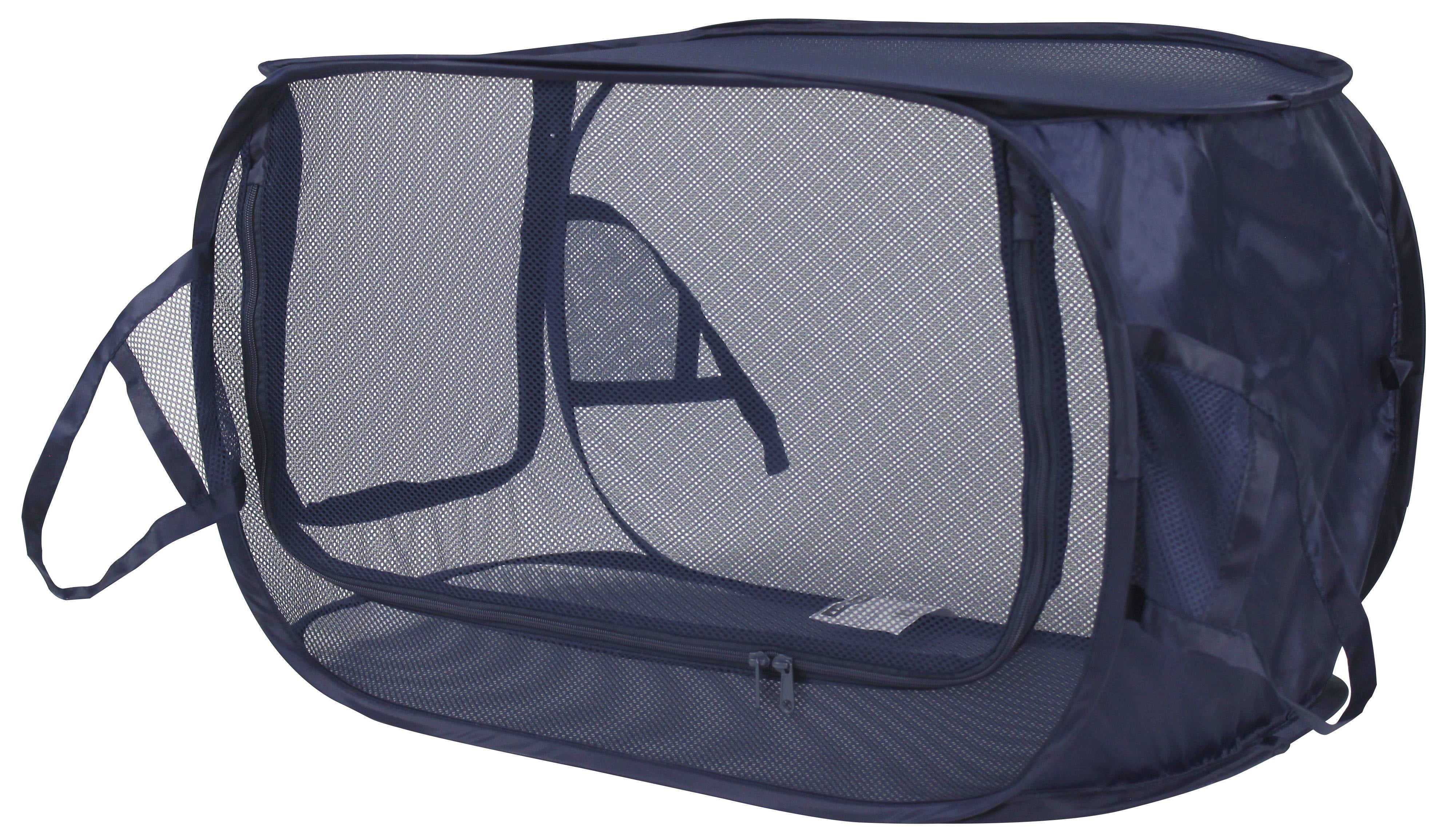 Mainstays Blue Pop-Up Mesh Laundry Hamper with Heavy Duty Handles