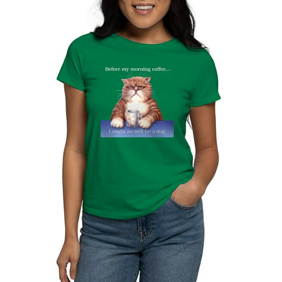CafePress - Coffee Cat Women's Dark T Shirt - Women's Traditional Fit Dark T-Shirt
