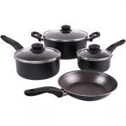 7 Piece Nonstick Aluminum Pots And Pans Cookware Set, Black