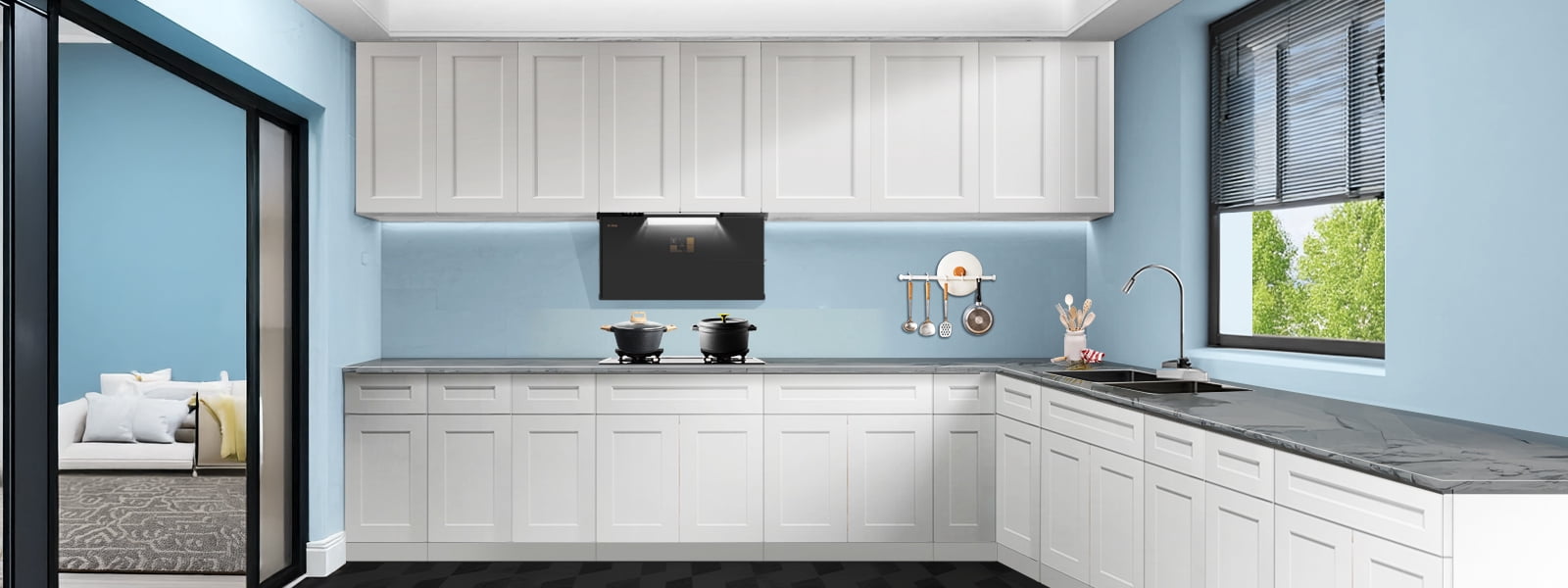 White shaker Solid Wood Double Doors Wall Cabinet 2 Doors and 3 Shelves for Kitchen Storage, Bathroom Storage, Laundry,Adjustable Shelves Ready to Assemble(36"W×12"D×42"H)