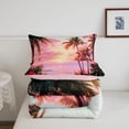 thumbnail image 5 of jejeloiu Pink Sunset Beach Full Size Comforter Sets For Girls,Hawaii Coconut Flower Pattern Bedding Comforter Set,Multicolor,Pink Reversible,3 Pieces,1 Comforter and 2 Pillowcases, 5 of 7