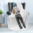 thumbnail image 4 of Anime Soft Flannel Fleece Throw Blanket, Manga Style Illustration of a Zodiac Libra as a Teenage Boy Astrology Theme, Cozy Plush for Indoor and Outdoor Use, 60" x 80", Multicolor, by Ambesonne, 4 of 5