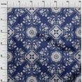 thumbnail image 3 of oneOone Velvet Dark Blue Fabric Asian Block Tile Craft Projects Decor Fabric Printed By The Yard 58 Inch Wide, 3 of 4