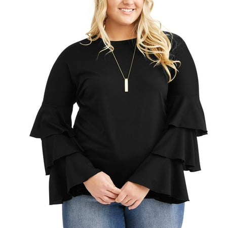 Poof Junior Plus Ruffle Tiered Blouse
