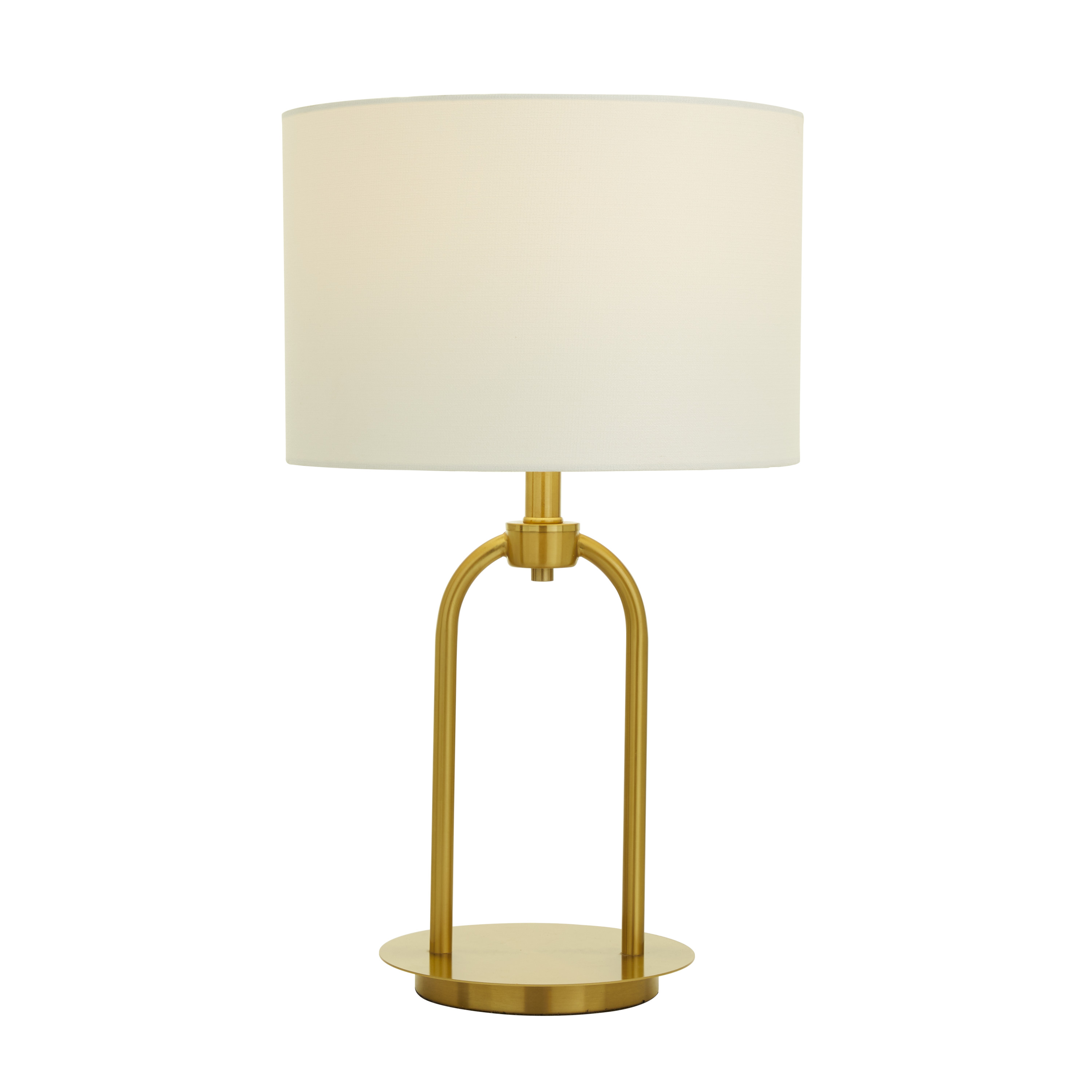DecMode 19" Arched Gold Table Lamp with White Linen Shade
