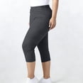 thumbnail image 7 of Women Capri Pants Plus Size Stretch Knee Length Leggings Ribbed Elastic Waist Casual Summer Pull On Capris Gray 4XL, 7 of 7