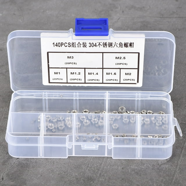 Tuerca de acero inoxidable, 140 piezas M1/M1.2/M1.4/M1.6/M2/M2.5/M3, tuerca hexagonal de acero inoxidable, diseño de clase mundial