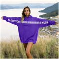 thumbnail image 5 of Men Women Couples Hooded Shirts I Love You This Much Valentine'S Day Sweatshirt Letter Print Crew Neck Pullover, 5 of 8