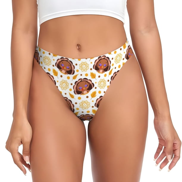 Balery Fall Turkey Tangas de Algodón para Mujer con Estampado – Ropa Interior Sexy, Transpirable, G-string-Large